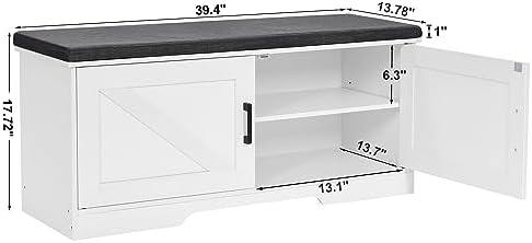HOMSHO Farmhouse Shoe Storage Bench - Image 3