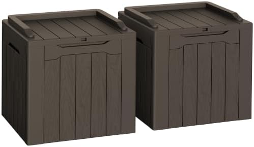 Flamaker 2 Pack Deck Box 31 Gallon Waterproof Resin Storage Box by Flamaker