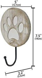 Dwellington Vintage Style Dog Paw Wall Mounted Dog Leash Hooks Rustic Farmhouse - Image 2