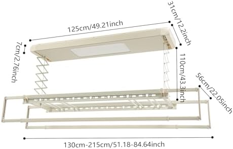 Electric Retractable Airing Rack Off-White Color, Ceiling Clothesline 77lbs Load - Image 3