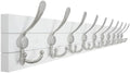 SKOLOO Matte White Solid Wood Wall Mounted Coat Rack, 10 Hooks, 38.6" Long by SKOLOO