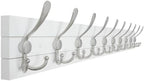 SKOLOO Matte White Solid Wood Wall Mounted Coat Rack, 10 Hooks, 38.6" Long by SKOLOO