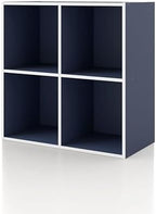 Homes: Inside + Out Apexa 4-Cube Storage Organizer Shelves, Stackable Wood by HOMESInsideOut