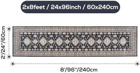 2x8 Runner Rug Washable Non Slip Boho Floor Mat - Image 2