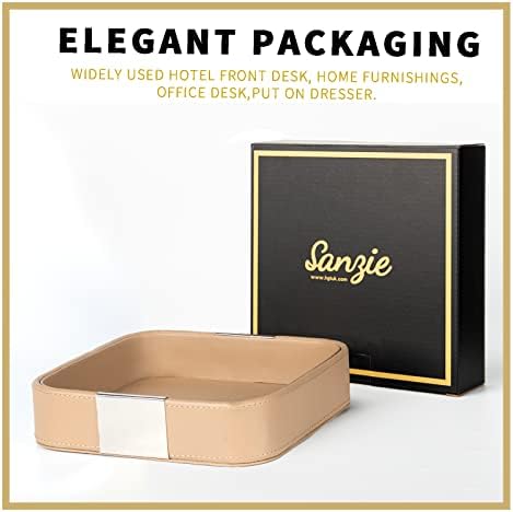 SANZIE Luxury Leather Tray Desktop Storage Small Catchall Organizer Decorative - Image 2