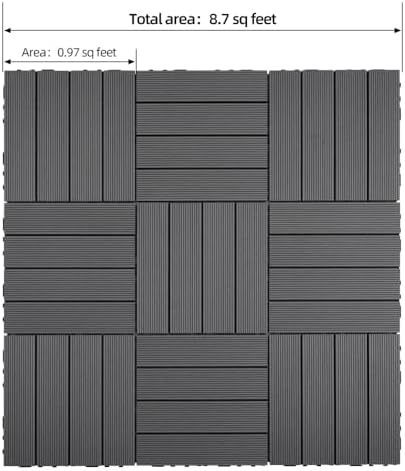 8.7 sq. ft DIY Wood-Plastic Composite Deck Tiles, Interlocking Outdoor Flooring - Image 4