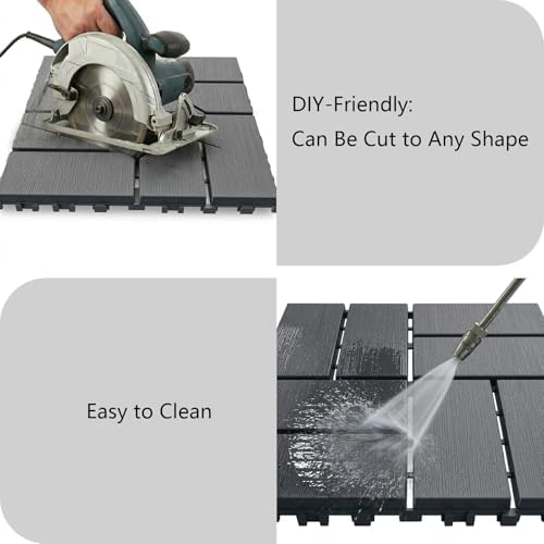 44 Pack Interlocking Deck Tiles, Easy Snap All-Weather Outdoor Deck Tiles - Image 5