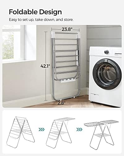 SONGMICS Clothes Drying Rack, Foldable Space-Saving Steel Laundry Rack - Image 4