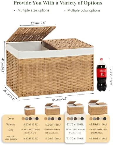 SETVSON Storage Basket with Lid, 2-Lid PE Rattan Storage Bin - Image 2