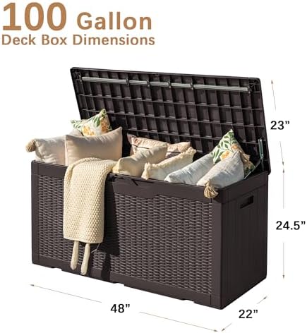 Devoko 97 Gallon Deck Box, Waterproof Resin Outdoor Storage Box - Image 3