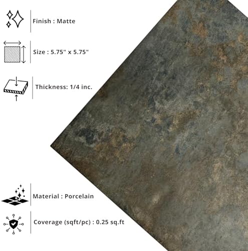 Tenedos HTCPW Rustic Stone Look 6"x6" Porcelain Tile – Matte Textured Brown - Image 3
