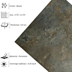 Tenedos HTCPW Rustic Stone Look 6"x6" Porcelain Tile – Matte Textured Brown - Image 3