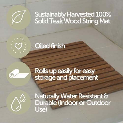 Nordic Teak 100% Solid Teak Wood String Mat - Image 4