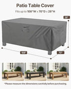 Vailge Outdoor Table Cover Rectangular, Patio Furniture Covers Waterproof - Image 2