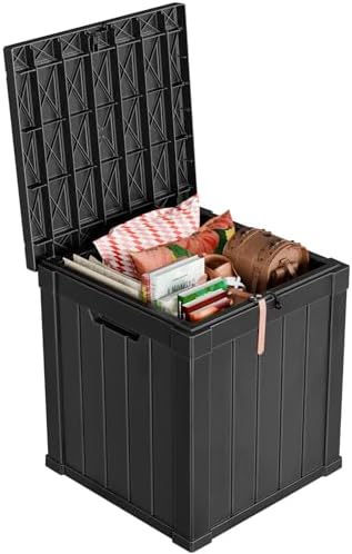 50 Gal Outdoor Storage Box Waterproof Lockable Deck Boxes Black by ASKPASS
