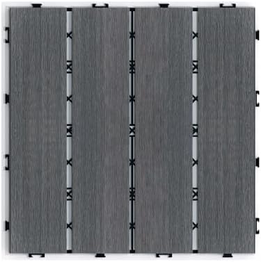 22 PCS Wood Plastic Composite Interlocking Deck Tiles 12" x 12" Indoor Outdoor - Image 3