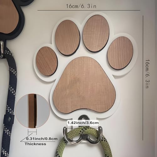 Goodangie00 Wooden Dog Leash Holder Wall Decoration, 3D Dog Paw Harness Wall - Image 2