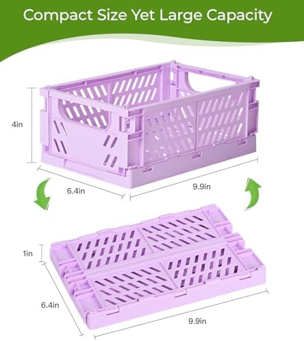 HUUSMOT 4-Pack Collapsible Plastic Storage Baskets, 9.8"x6.5"x3.8" - Image 3