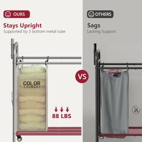 Tajsoon Laundry Hamper with Hanging Rack, Laundry Sorter 4 Sections - Image 5