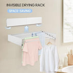 Wall Mounted Laundry Drying Rack, Carbon Steel Foldable & Retractable Clothes - Image 4