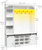 HOOBRO Hall Tree with Bench, LED Farmhouse Hall Tree with Shoe Storage - Image 2