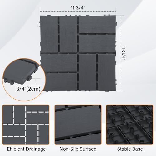 Neoaider Decking Tiles 44Pcs, Dark Grey - Image 2