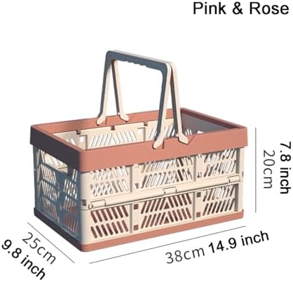 Foldable Handle Storage Crate Bin - 20L Collapsible Plastic Crate Stacking - Image 2
