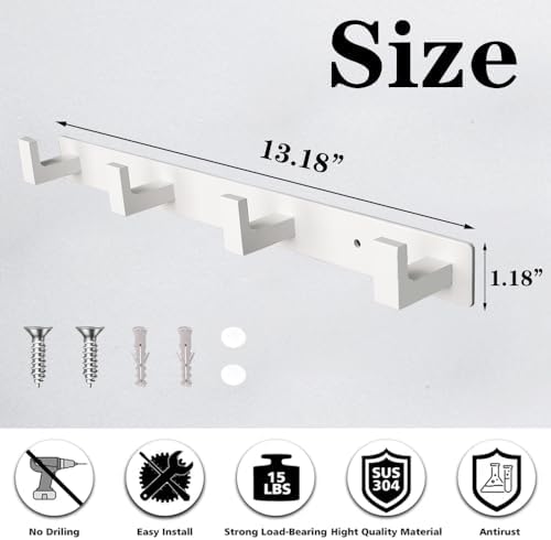 Coat Rack, Heavy Duty Stainless Steel 4 Tri Coat Hook Hanger, Wall Mounted - Image 4