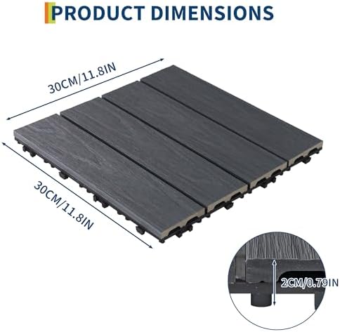 Garvee 9Pack 12" x 12" Interlocking Composite Deck Tiles, Waterproof Composite - Image 6