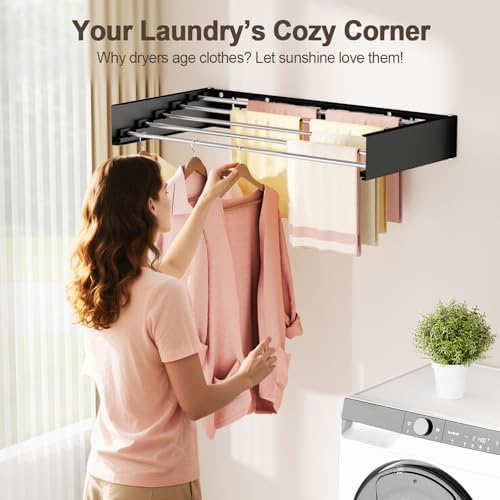 Wall Mounted Clothes Drying Rack Folding Indoor, Foldable Laundry Drying Rack - Image 2