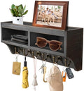 Key Holder Wall Mount with Mail Organizer, 6 Hooks & Shelf by KERESUEDO