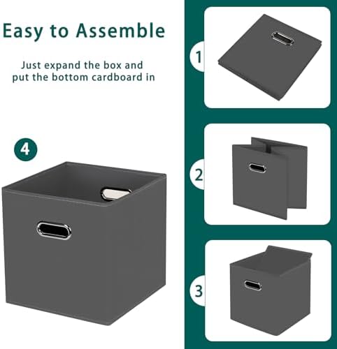 Black Foldable Storage Cubes Bins, Fabric Storage Box Cubes Organizer Baskets - Image 6