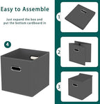 Black Foldable Storage Cubes Bins, Fabric Storage Box Cubes Organizer Baskets - Image 6