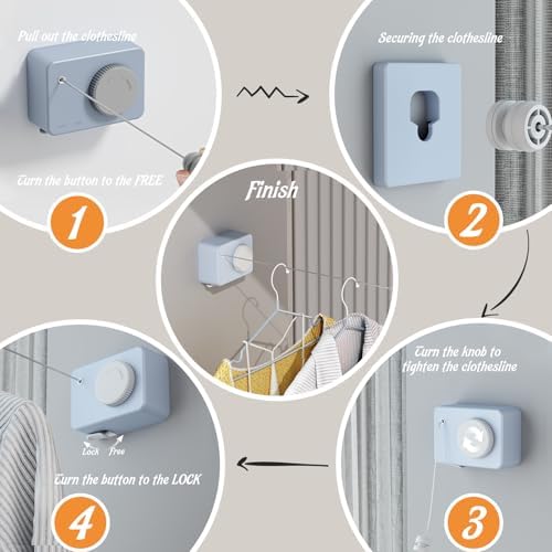 Retractable Clothesline Indoor, Non-Sagging Clothes Line Retracting Outdoors - Image 6