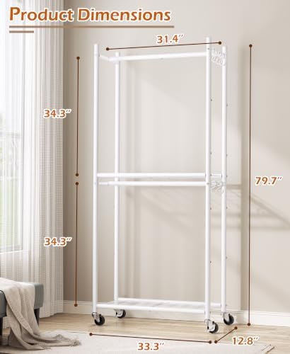 HOMIDEC Clothes Rack, 79.7" Double-Tier Clothing Rack - Image 3