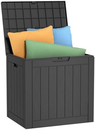 30 Gal Outdoor Storage Box Waterproof Lockable Deck Box Black by ASKPASS