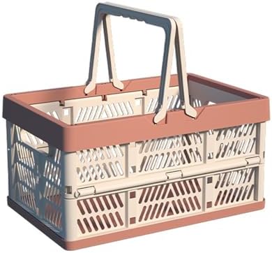 Foldable Handle Storage Crate Bin - 20L Collapsible Plastic Crate Stacking by VIGAER