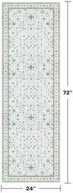 Hazo Haus Washable Oushak 2x6 Bathroom Runner Rug, Eclectic Boho Floral Pastel - Image 2