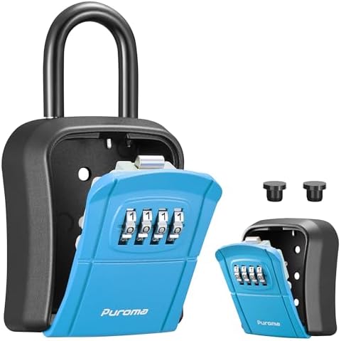 Puroma Key Lock Box Outdoor 4 Digit Code Combination Lockbox House, 1 Blue by Puroma