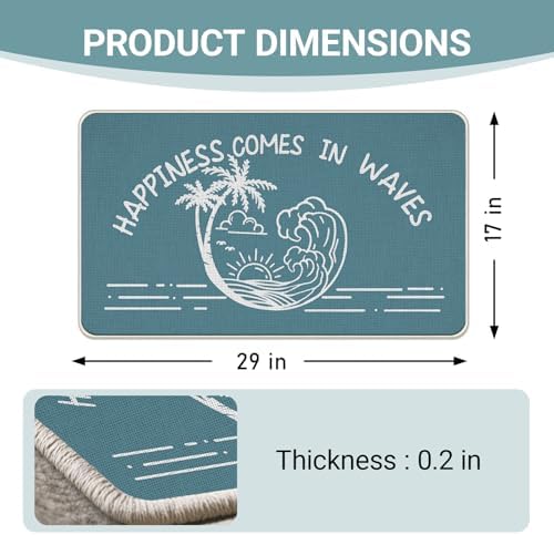 Blue Beach Happiness Comes in Waves Welcome Front Door Mat - Image 3