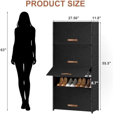 9 Tier Shoe Cabinet with Door, 36-Pair Storage - Image 3