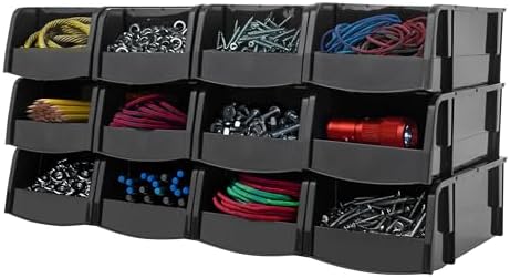 IRIS USA 12-Pack, Small Stackable Storage Bins by IRISUSA