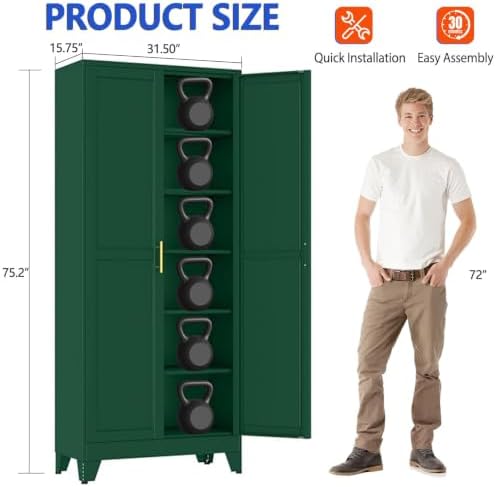 GAIOUS 75'' Tall Metal Garage Storage Cabinet, File Cabinet - Image 2