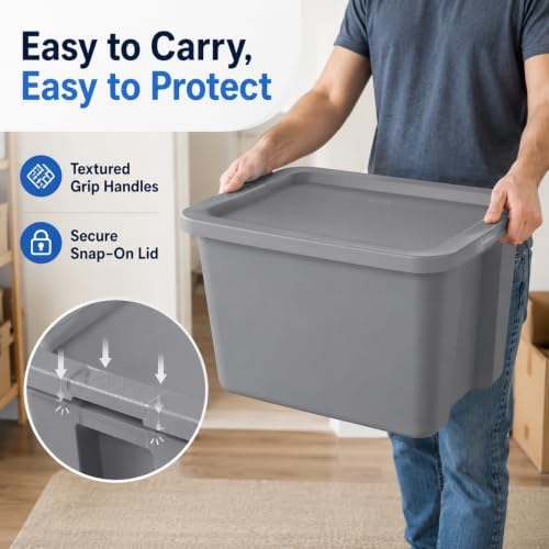 18 Gal Storage Bin with Snap-On Lid, Stackable Plastic Tote - Image 6