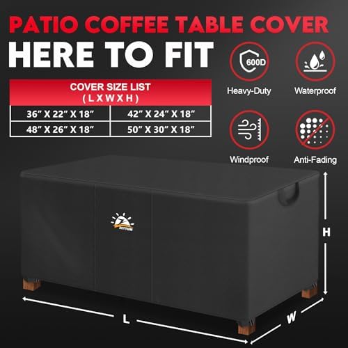 Zettum Outdoor Coffee Table Cover – Coffee Table Cover Rectangle Waterproof & - Image 3