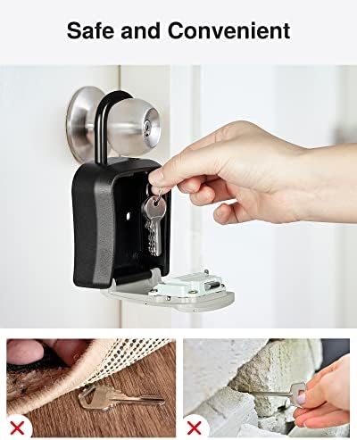 Puroma Key Lock Box Outdoor 4 Digit Code Combination Lockbox House, 8 Gray - Image 7