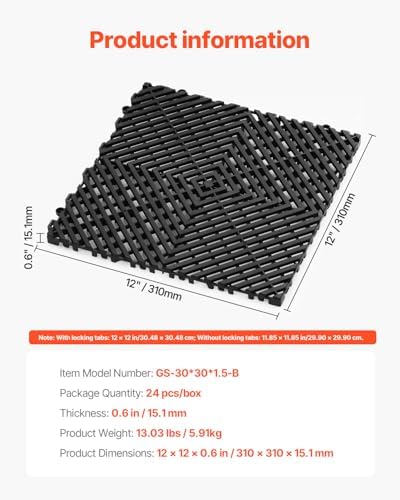 VEVOR Interlocking Drainage Mat, 12” x 12” Modular Interlocking Cushion - Image 7