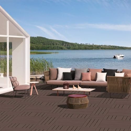 Domi Plastic Interlocking Deck Tiles, 36 Pieces One Pack, Dark Brown - Image 2