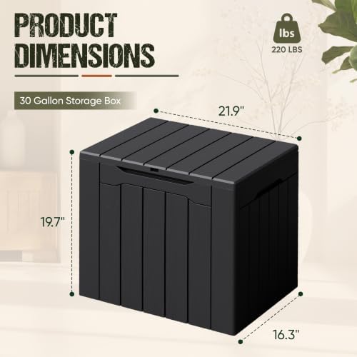Flamaker Deck Box 30 Gallon, Waterproof Resin Small Storage Box - Image 2