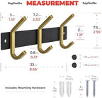 Small Coat Rack Wall Mount – Black and Gold Hook Rail - Image 2